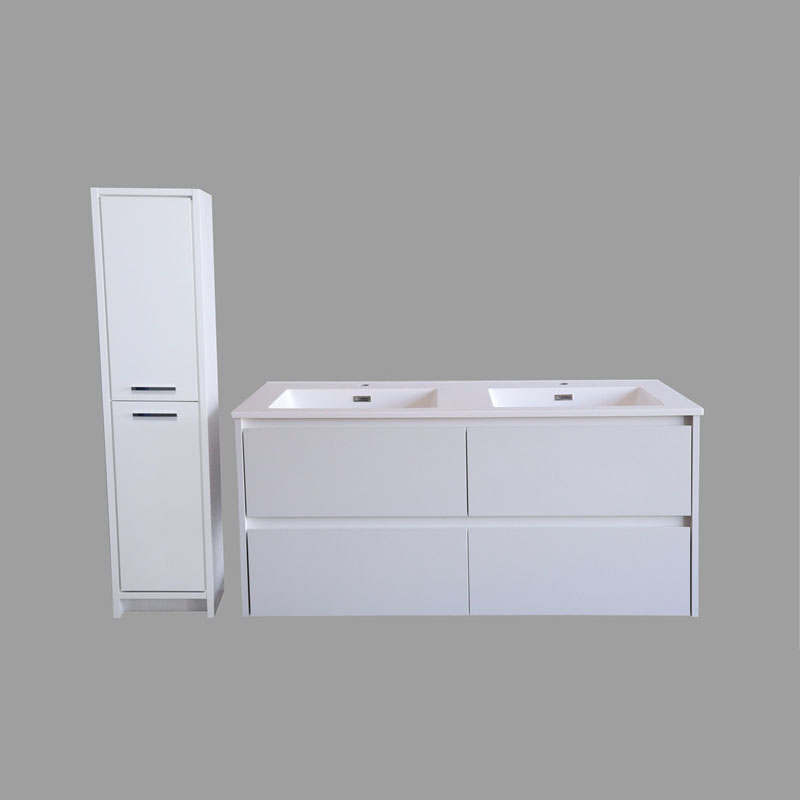 Wall mounted bathroom cabinet unit with high glossy acrylic surface