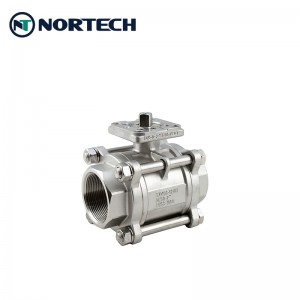 Stainless Steel 3-PC Ball Valve Thread End Direct Mounting Pad China factory