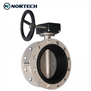 Double Flanged Rubber Lined Powder Butterfly Valve China factory with high quality