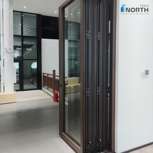 North tech aluminum alloy folding doors with adjustable number of insulated/non-insulated door panels