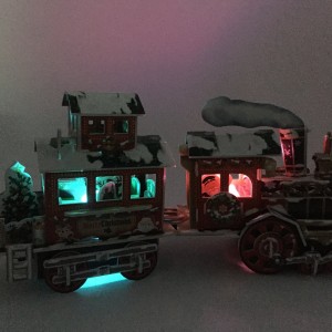 DIY Craft Christmas Home Decor 3D Puzzle Christmas Train Model Building Kit with LED lights – C0801L