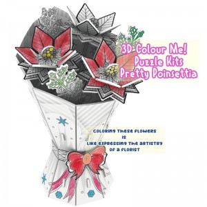 Seni & Kraf untuk Gadis, Teka-teki Mewarna 3D Gubahan Bunga Poinsettia Bush