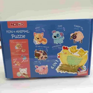 BSCI Certified Factory Chunky Puzzle Kiddo Jigsaw Puzzle Farm Animals 10 Coloring Pens Included JB-4