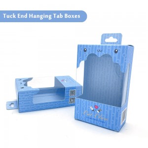 Custom Shapes & Sizes Tuck End With Hanging Tab Packaging Boxes with Front Window PB017