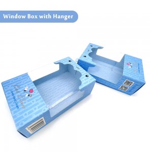 Custom Shapes & Sizes Tuck End With Hanging Tab Packaging Boxes with Front Window PB017