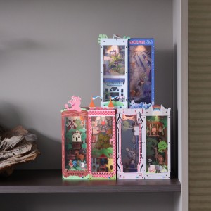 Perfect Home Decor & Gift DIY Miniature House Book Nook Bookshelf Insert DIY Bookends 3D Wooden Puzzle Kit – L0305P