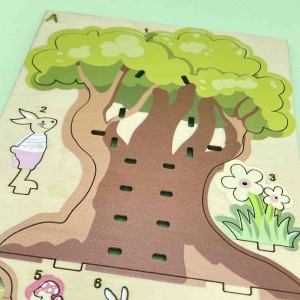 OEM Design 3D Puzzle Supplier Making Easter Bunny Tree House 3D Wooden Puzzle with Quality UV Resistant Gloss W0202P-2