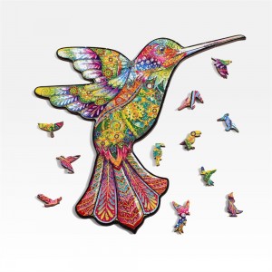 Wooden Jigsaw Puzzle for Adults Animal Unique Irregular Shape puzzle Hummingbird Puzzles W1005