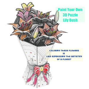 Мистецтво та рукоділля для дівчаток, 3D-розмальовка-пазл Квіткова композиція Кущ пуансетії