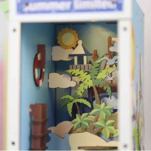 3D Wooden Puzzle Bookend DIY Book Nook Sherufu Isa Decor Wooden 3D Puzzle Model Kuvaka Kit L0303P