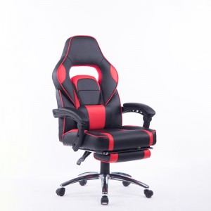 Factory Directly Ergonomic Computer Gaming PU Leather Chair with Footrest High Office Fixed Arms