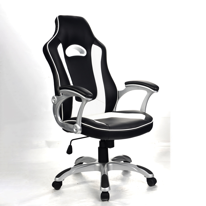 Modern Style Cooling Black and White PU and PVC Material PU Castor Gaming Design Chair Office Chair Featured Image