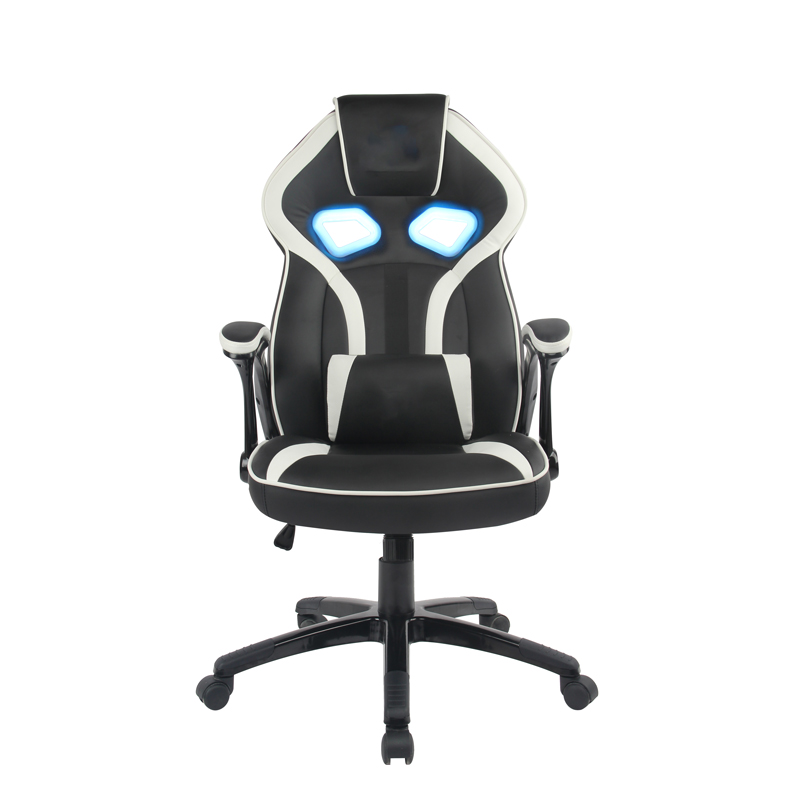 OEM/ODM Gaming Chair Video Game Chair Computer LED light Racing Style Gamer Chair Leather High Back Office Chair with Pillow(Black/White) Featured Image