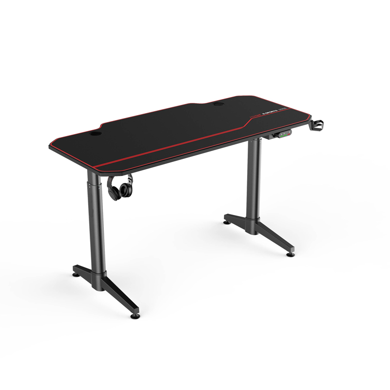 Gaming Desk Table   Ergonomic Professional Gaming Desk with RGB LED Light Carbon Fiber Surface Large Gamer Workstation Table with Cup Holder/Headphone Hook Featured Image