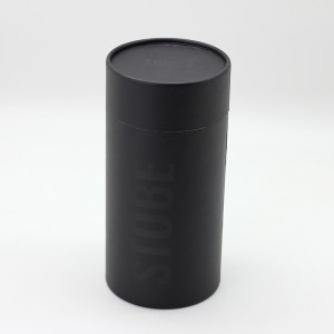 Silver Logo Spot UV Black Paper Packaging Tube For T Shirt