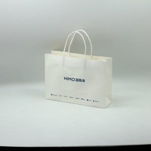 Matte Varnishing White Kraft Paper Bag With Paper Handle Eco-Friendly