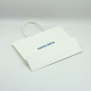 Matte Varnishing White Kraft Paper Bag With Paper Handle Eco-Friendly