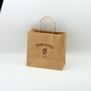 Brown CMYK Customized Kraft Paper Bag With Handle Matt Varnishing