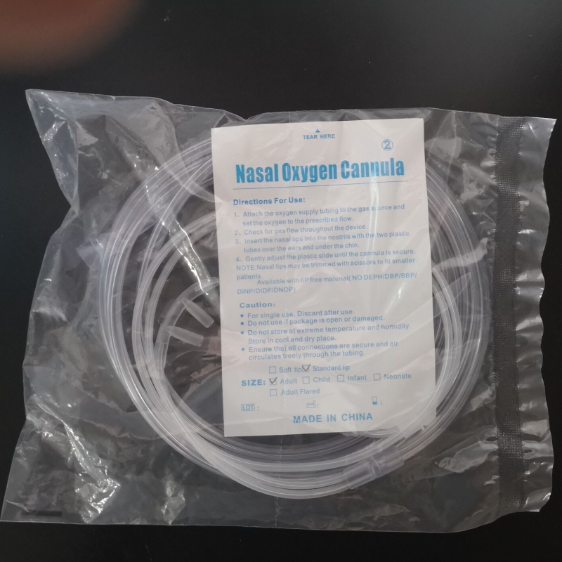 Disposable Nasal Oxygen Cannula with Standard or Soft Prongs