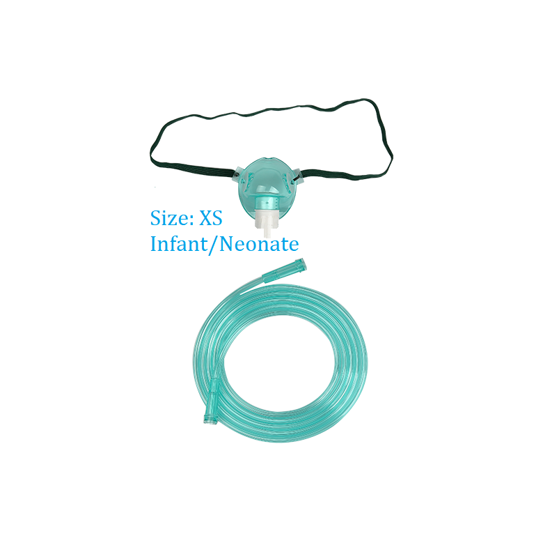 ماسک اکسیژن یکبار مصرف با لوله سایز کودک XS، نوزاد/شیرخوار،