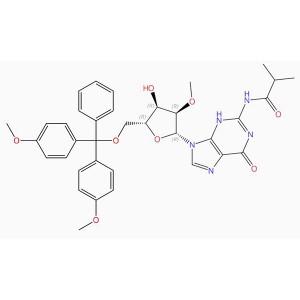 C36H39N5O8 guanosiin, 5'-O-[bis(4-metoksüfenüül)fenüülmetüül]-2'-O-metüül-N-(2-metüül-1-oksopropüül)-(9CI, ACI)