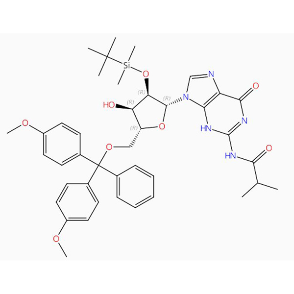 C41H51N5O8Si Guanozino, 5′-O-[bis(4-metoxifenil)fenilmetil]-2′-O-[(1,1-dimetiletil)dimetilsilil]-N-(2-metil-1-oxopropil)- (9CI, ACI )