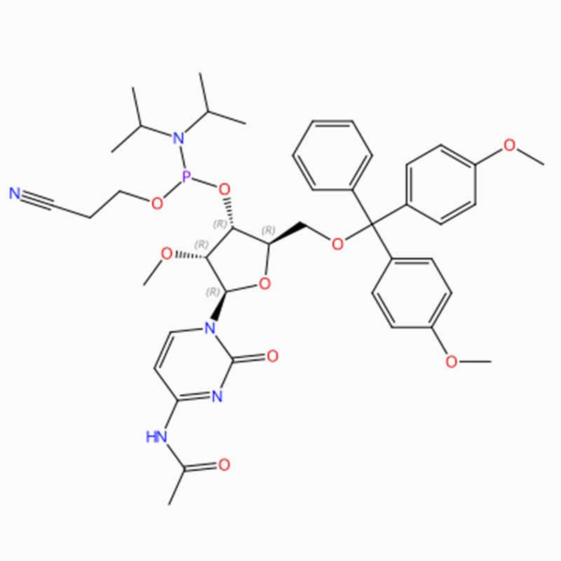 C42H52N5O9P Цитидин, N-ацетил-5′ -О- [бис(4-метоксифенил)фенилметил]-2′ -О- метил-, 3′ – [2-сианэтил N,N-бис(1-метилэтил)фосфорамидит] ( ACI)