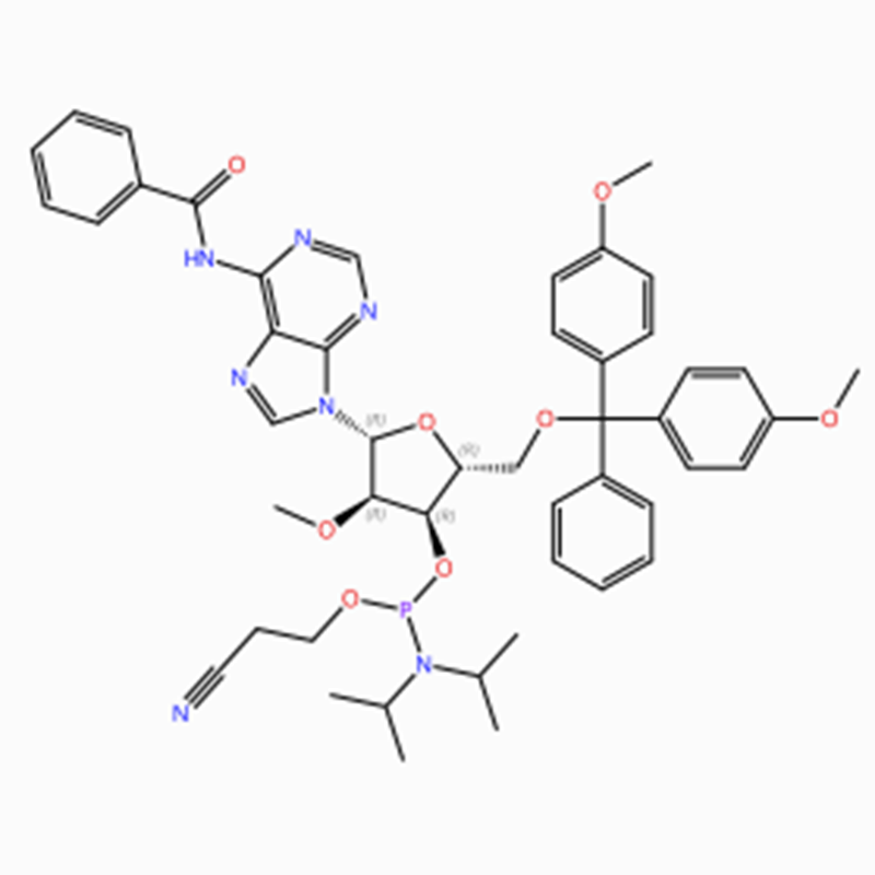 C48H54N7O8P Adenosine, N-benzoyl-5′ -O- [bis(4-methoxyphenyl)phenylmethyl]-2′ – O-methyl-, 3′ – [2-cyanoethyl N,N-bis(1-methylethyl)phosphor amidite] (ACI) Featured Image
