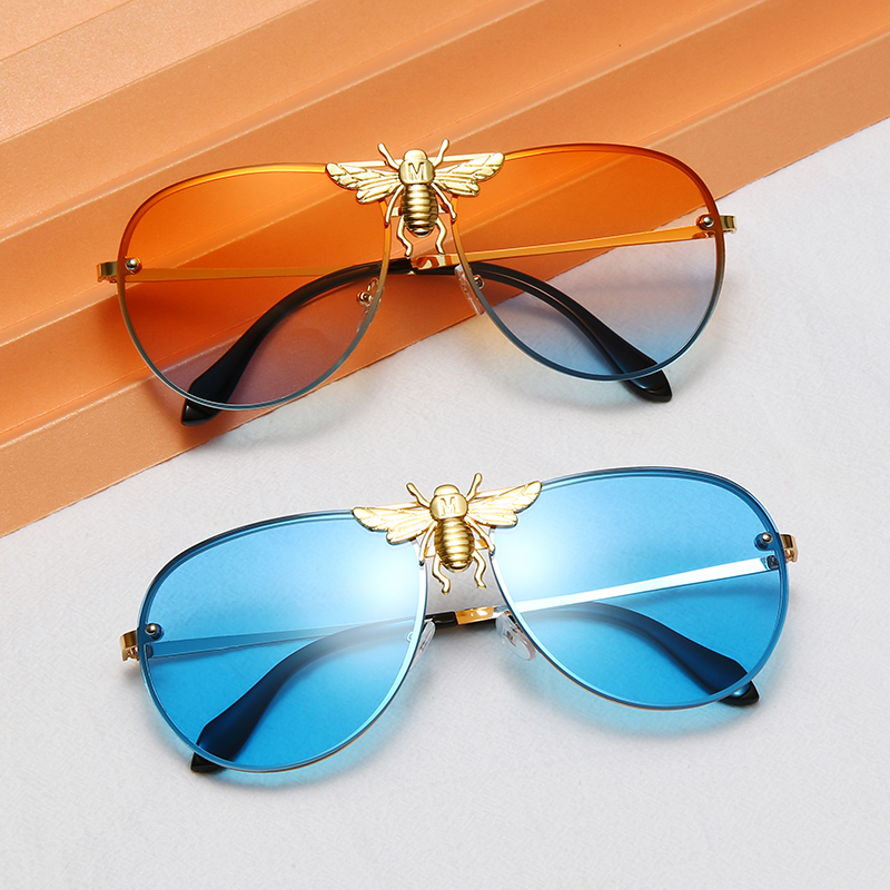 Sunglasses 2021 New Style Women Men Shades Bee Inlay Metal Cool Sunglasses