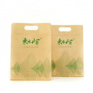 Food Packaging Zipper Pouch Flat Bottom Kraft Paper Bags For Solid Drink Or Snacks