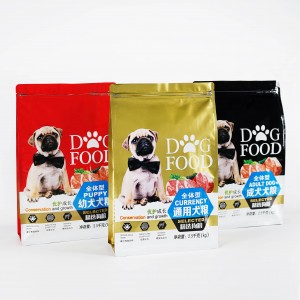 2.5 Plastic Ziplock Zipper Flat Bottom Pouch Black Pet Dog Food Packaging Bag