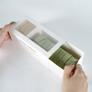 Small White Drawer Bakery Chocolate Macaron Cake Roll Paper Boxes For Slices Of Cakes