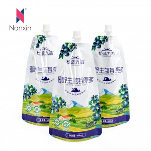 Bpa-Free Packaging Recyclable Spouted Juice Blueberry Jelly Squeeze Empty Bag Pouch With Spout Small Spout Bag