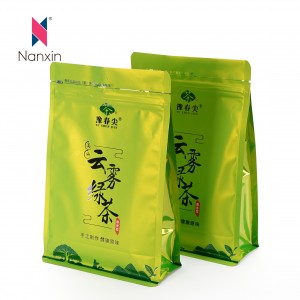 Flat Bottom Packing Bags Mylar With Zipper For Green Tea
