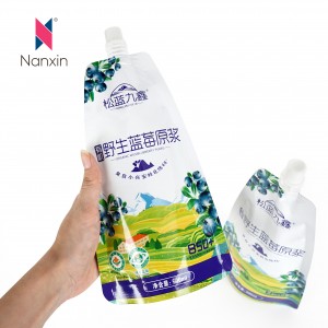 Bpa-Free Packaging Recyclable Spouted Juice Blueberry Jelly Squeeze Empty Bag Pouch With Spout Small Spout Bag