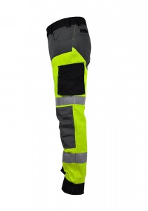 Stretchy High-Vis-Work Trousers, Yellow/Grey