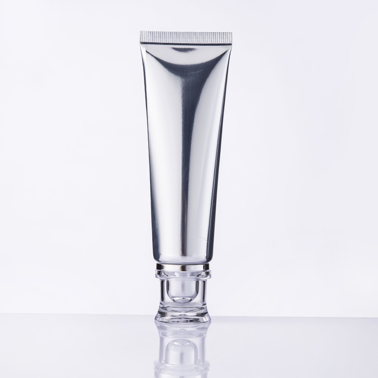 50ml luxury acrylic cap plastic silver tube empty cosmetic packaging