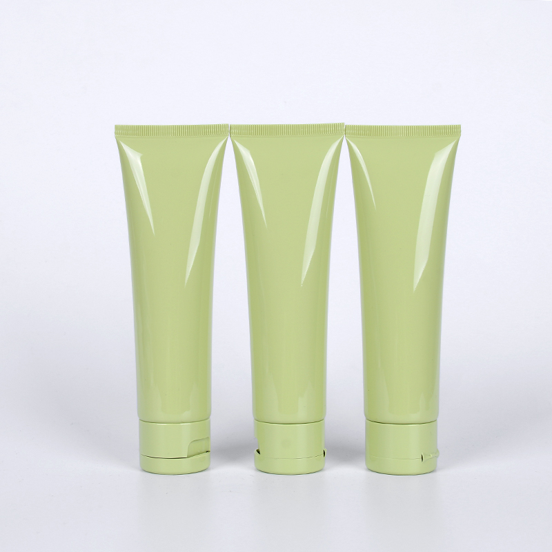 Green tube cosmetic packaging plastic 90ml facial cleanser empty container custom printing