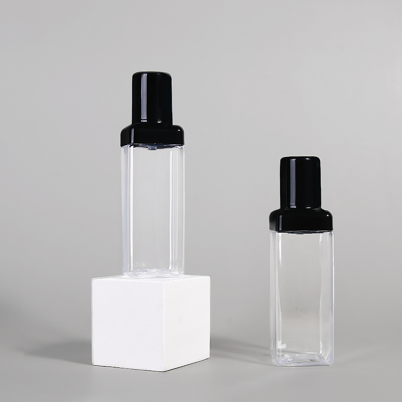 Custom Color 120ml 4 oz Square Transparent PET Bottle With Pump For Skincare Cosmetic Packaging