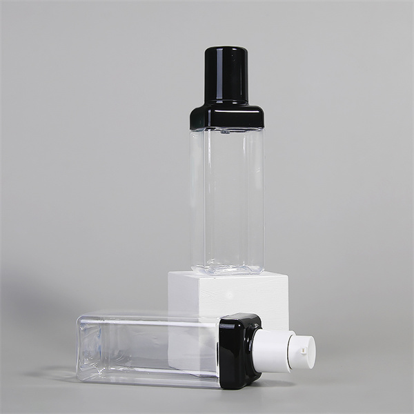 120ml 4oz square body spray head pump PET bottle cosmetic packaging