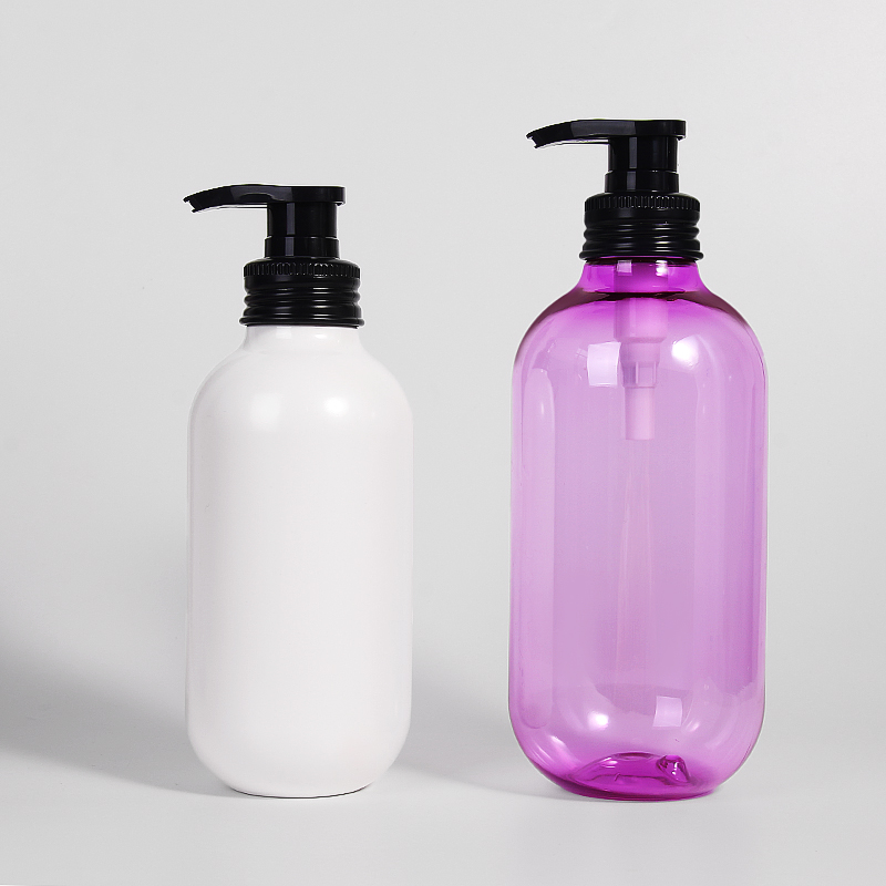 500ml 800ml plastic PET round shampoo body wash bottle with lotion pump skincare empty packaging
