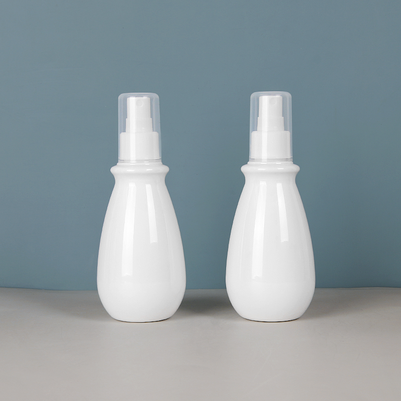 Free sample 200ml PET mist spray bottle facial toner drop shaped cosmetic packaging