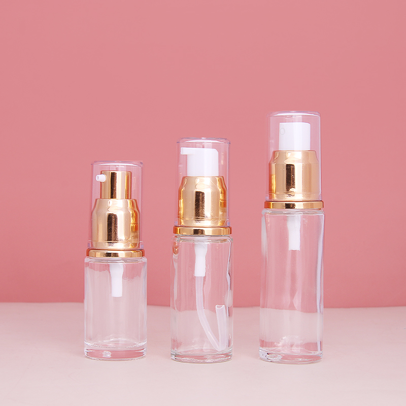 20ml 25ml 30ml Special Glass Bottle for Cosmetics Transparent Cream Glass Essential Oil Packaging PUMP Sprayer