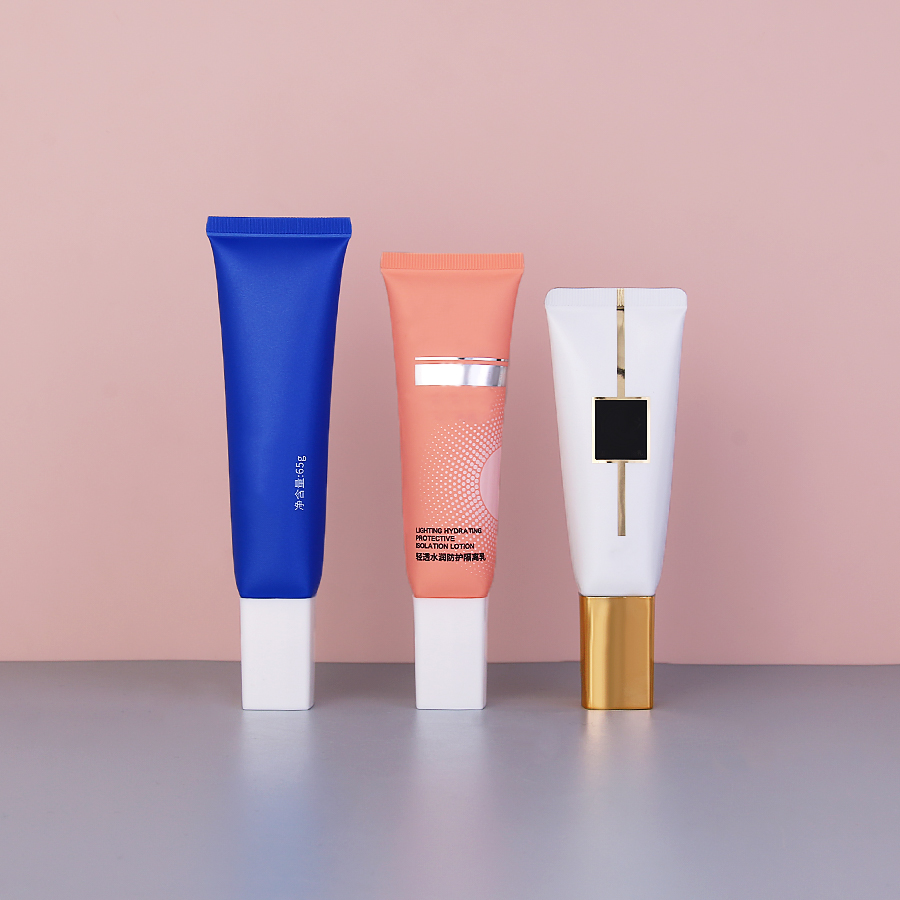 45ml 60ml PE Squeeze Flat Cosmetic Plastic Tube Packaging For Sunscreen BB Cream Liquid Foundation