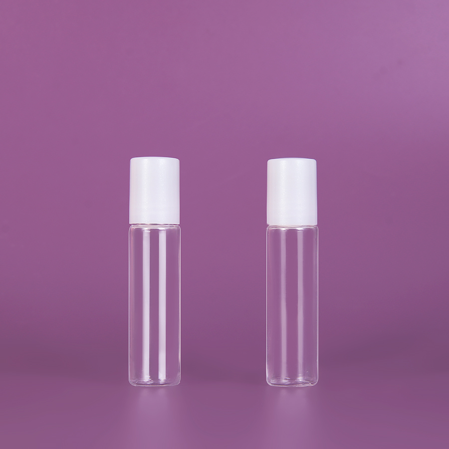 Refillable 10ml Transparent PET deodorant bottles Refillable stainless Roller on essential oil packaging