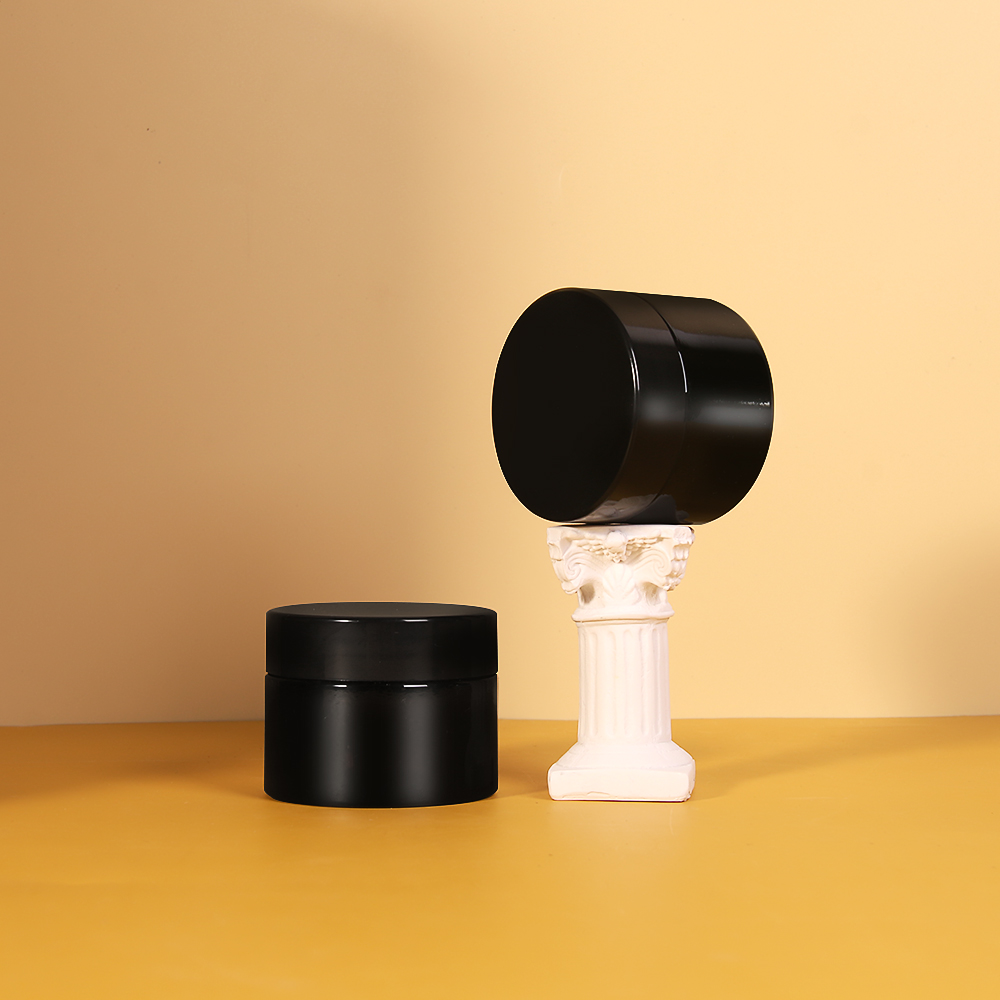 Black glass jar 50ml 1.7oz luxury cosmetic cream jars can empty packaging