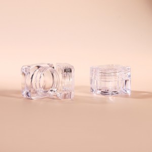 Wholesale High Quality Frosted Cosmetic Glass Jar Suppliers –  5g PS Plastic Mini Square Shaped Shiny Clear Lip Tint Eye Shadow Sample Container – Leishuo