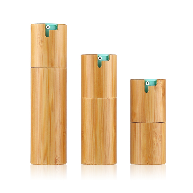 Eco-friendly bamboo PP airless bottle press pump 15ml 30ml 50ml serum lotion empty container