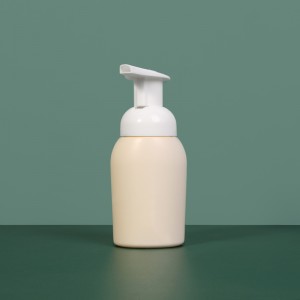 Wholesale High Quality 8 Oz Foam Pump Bottles Manufacturer –  Oval Foam Cleanser Pump 100Ml Beige Cosmetic Soap Dispenser Bottle – Leishuo