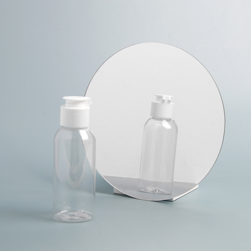 Cosmetic Transparent 50ml Cosmetic Plastic PET Boston Bottle with Flip Cap Facial Toner Lotion Empty Container